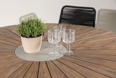 Venture Home Lindos & Rosario Matstolar 6-pack Svart + Runt Matbord ⌀140 Brun