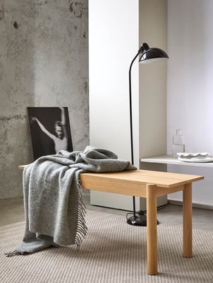 Høie Falketind ullpläd naturlig grå 120x180 cm