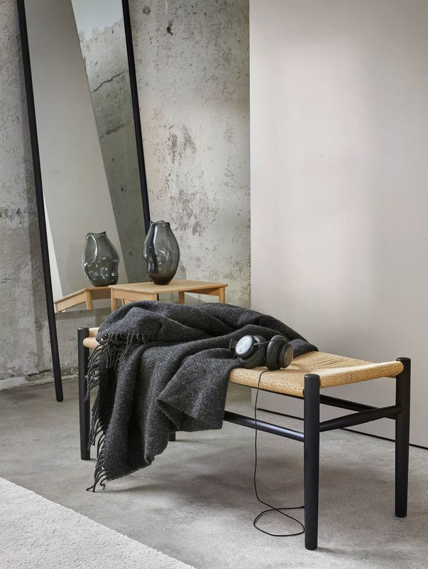 Høie Falketind ullpläd koksgrå 120x180 cm