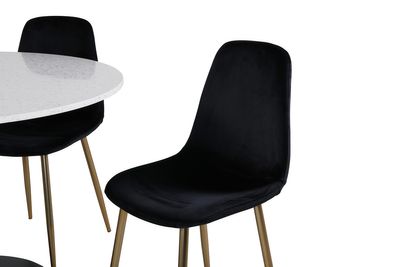 Venture Home Razzia & Polar Runt Matbord ⌀106 Vit + 4 st Matstolar Svart