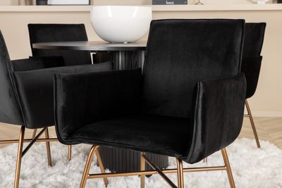 Venture Home Petra & Bianca 4 st Matstolar Svart + Runt Matbord ⌀110 Svart