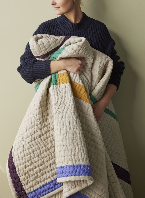 Hübsch Twist Överkast Fyrkant 260x260 Sand/Flerfärgad