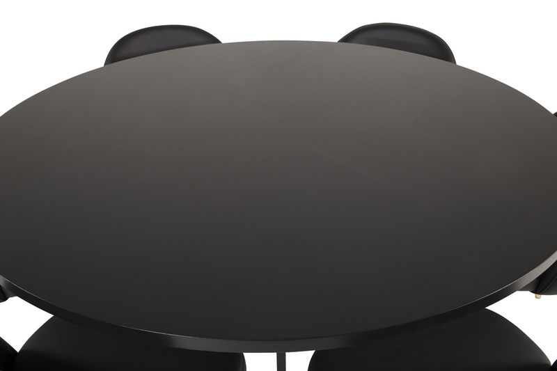 Venture Home Copenhagen & Velvet Runt Matbord ⌀140 Svart + 6 st Matstolar Svart