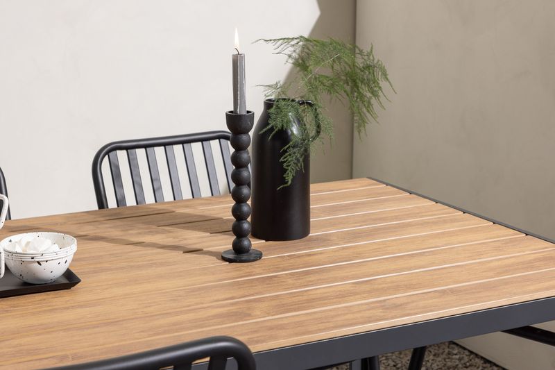 Venture Home Break & Peking Rektangulärt Matbord 150 x 90 Svart + 4 st Matstolar Svart