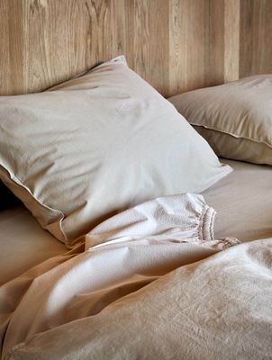 Høie Frøya påslakanset beige 150x210 cm 2 delar