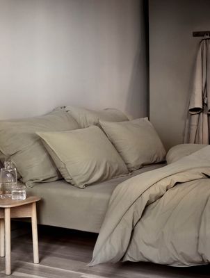 Høie Frøya påslakanset olivgrönt 150x210 cm 2 delar