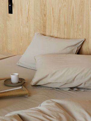 Høie Frøya påslakanset beige 150x210 cm 2 delar