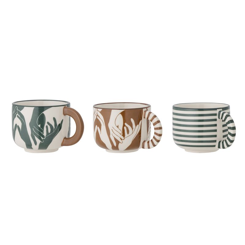 Bloomingville Carim Kopp, Grön, Stengods - 4-pack