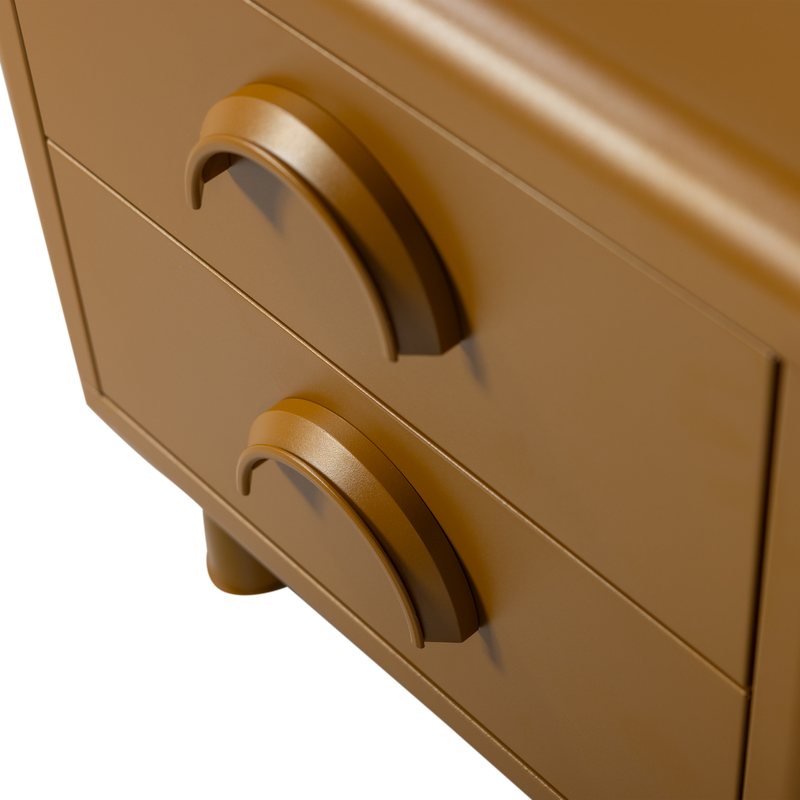 WOOOD Rune Sängbord med 2 Lådor i Metall - Honungsgul