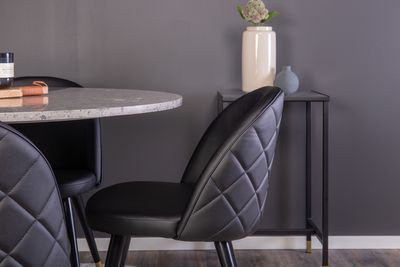 Venture Home Razzia & Velvet Runt Matbord ⌀106 Grå + 4 st Matstolar Svart