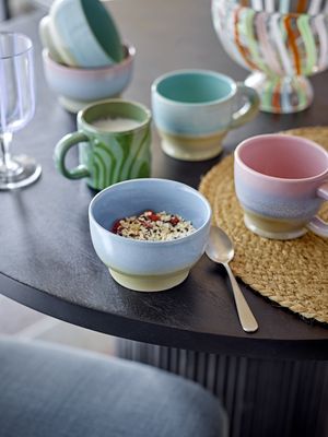 Bloomingville Safie Skål, Blå, Stengods - 12-pack