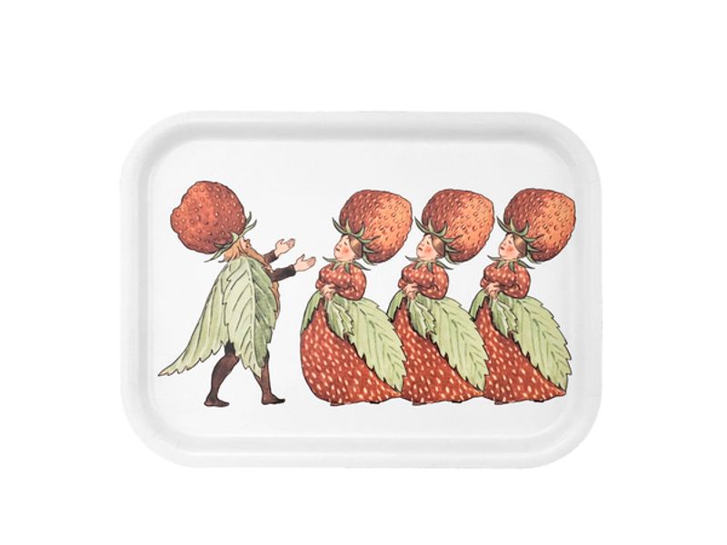 Design House Stockholm Elsa Beskow Serveringsbricka The Strawberry Family 20x27 cm