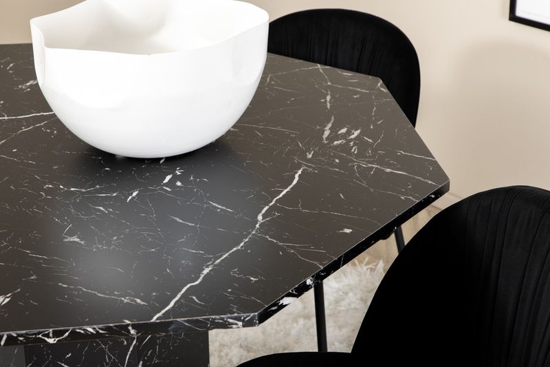 Venture Home Wrinkles & Marbs 4 st Matstolar Svart + Runt Matbord ⌀110 Svart