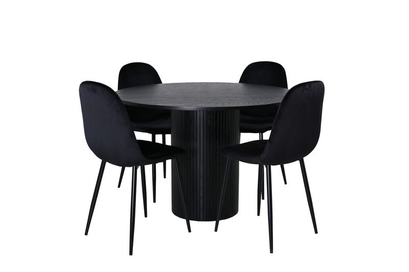Venture Home Bianca & Polar Runt Matbord ⌀110 Svart + 4 st Matstolar Svart