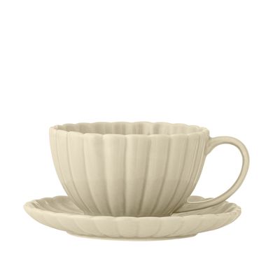 Bloomingville Latina Kopp w/Saucer, Natur, Stengods - 6-pack