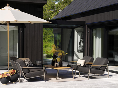 Brafab Naos fåtölj rostfritt stål/nearly black