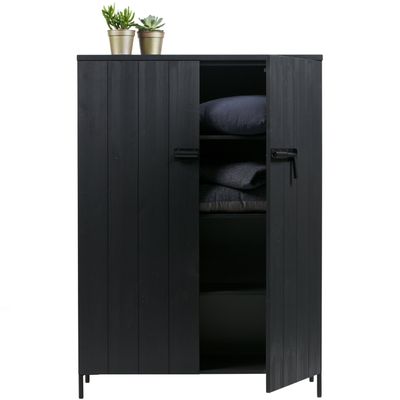 WOOOD BRUUT 2-dörrars Skåp Borstad Furu Svart