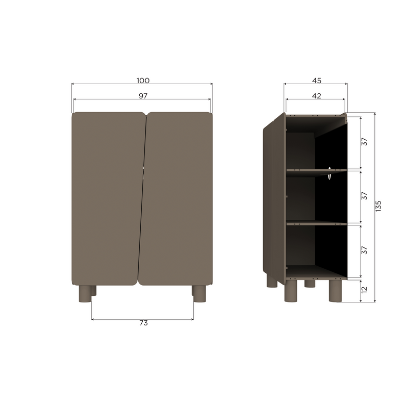 WOOOD ROOT 2-Dörrars Skåp i Trä Truffle Brun