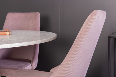 Venture Home Leone & Razzia 4 st Matstolar Gammelrosa + Runt Matbord ⌀106 Vit