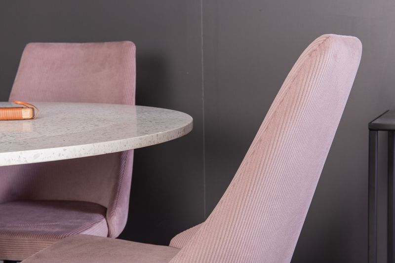 Venture Home Leone & Razzia 4 st Matstolar Gammelrosa + Runt Matbord ⌀106 Vit