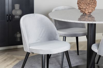 Venture Home Razzia & Velvet Runt Matbord ⌀106 Grå + 4 st Matstolar Grå