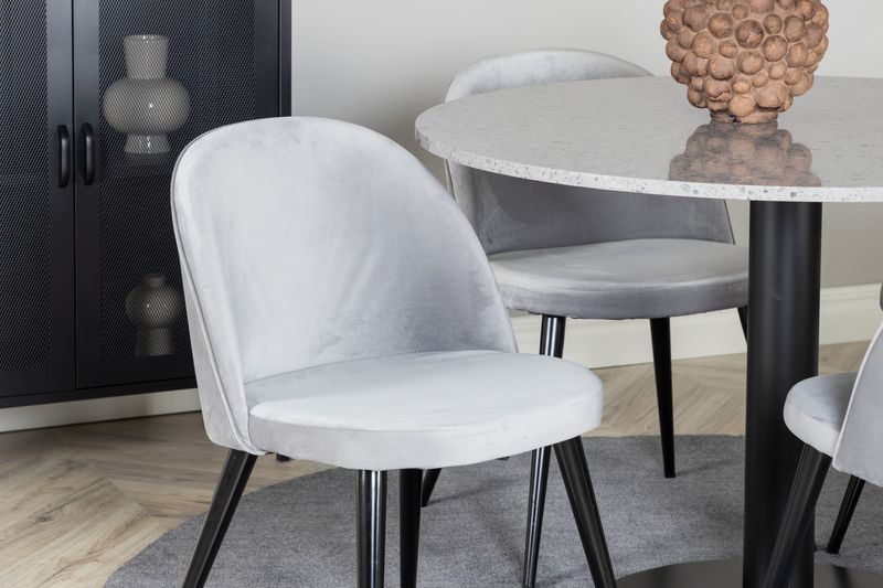 Venture Home Razzia & Velvet Runt Matbord ⌀106 Grå + 4 st Matstolar Grå