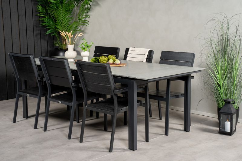 Venture Home Levels Rektangulärt Matbord 229 × 100 Svart + Matstolar 2-pack Svart