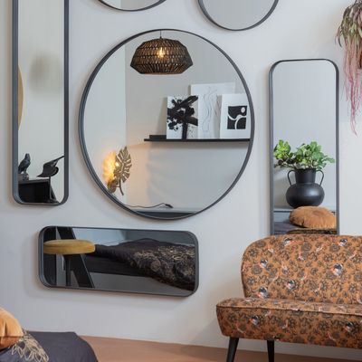 WOOOD Doutzen Spegel 170x40 cm Svart Metall