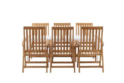 Venture Home Togo & Kenya Rektangulärt Matbord 200 x 100 Vit + 6 st Positionsstolar Natur