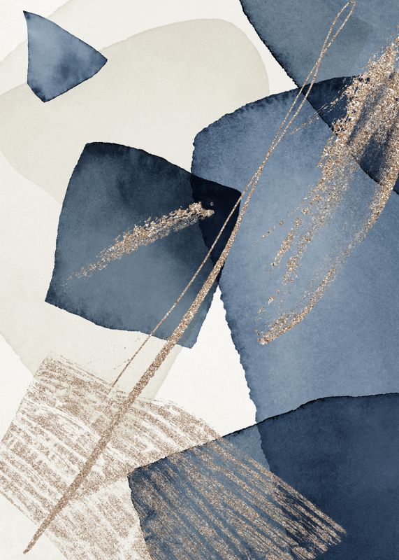 Venture Home Blue Swirl Poster Beige