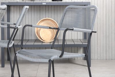 Venture Home Marbella & Lindos Rektangulärt Matbord 160 x 100 Svart + 6 st Matstolar Grå