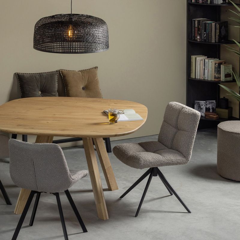 WOOOD Vinny Snurrbar Matstol i Bouclé Sand