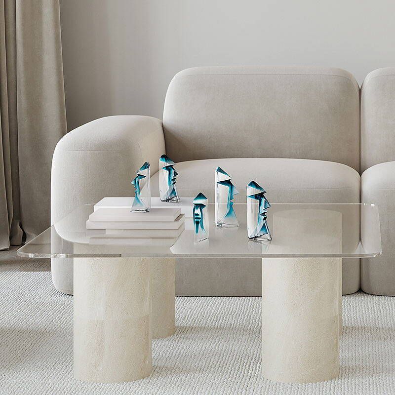 Målerås Masqulin Kristallskulptur, Petroleumblå 17 cm