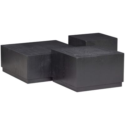 WOOOD Pim Sidobord Trä Svart - Set om 3