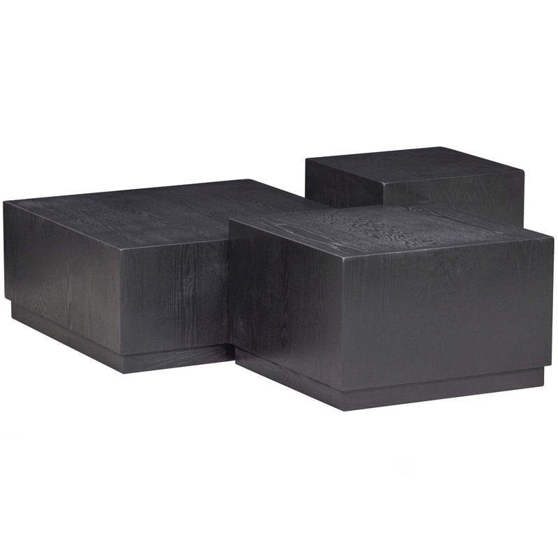 WOOOD Pim Sidobord Trä Svart - Set om 3