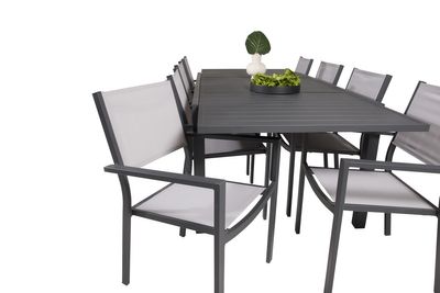 Venture Home Copacabana & Marbella 8 st Matstolar + Rektangulärt Matbord 160 x 100 Svart