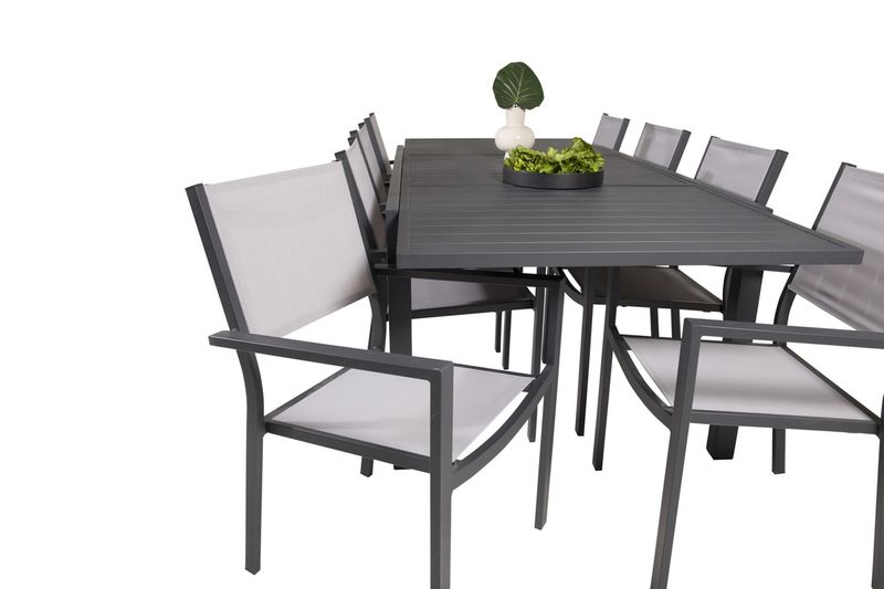 Venture Home Copacabana & Marbella 8 st Matstolar + Rektangulärt Matbord 160 x 100 Svart