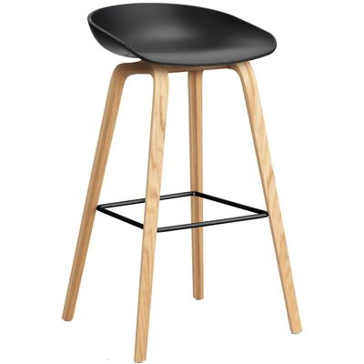 HAY About A Stool 32 barstol Black/Oak/Black, 75 cm