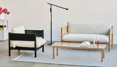 HAY Kofi soffbord Clear reeded glass/Oak, 140x50 cm