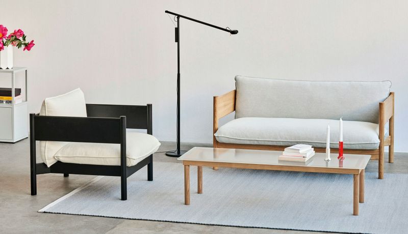 HAY Kofi soffbord Clear reeded glass/Oak, 140x50 cm