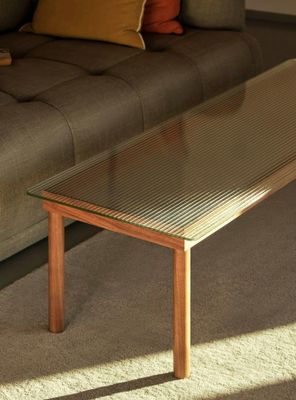 HAY Kofi soffbord Clear reeded glass/Oak, 140x50 cm