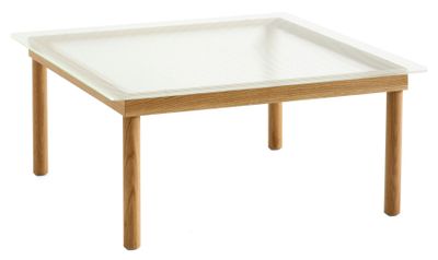 HAY Kofi soffbord Clear reeded glass/Oak, 80x80 cm