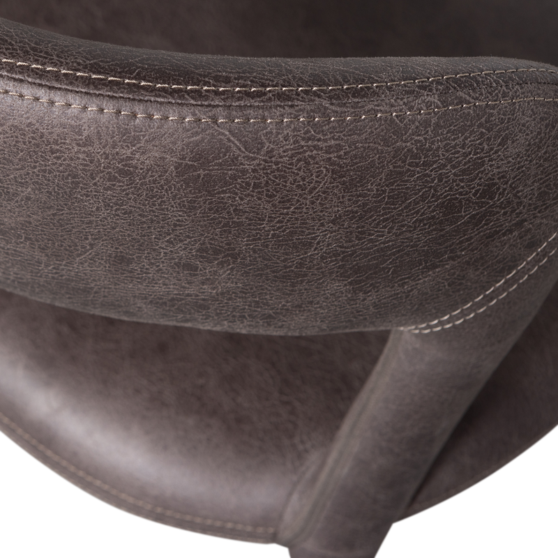 WOOOD Noble Matstol i Läderlook Svart/Grå 2 st