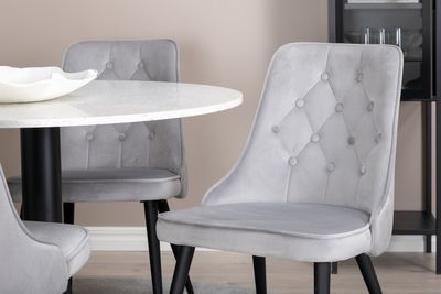 Venture Home Razzia & Velvet Deluxe Runt Matbord ⌀106 Vit + 4 st Matstolar Ljusgrå