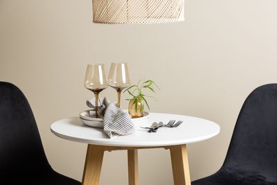 Venture Home Polar & Leonora Matstolar 2-pack Svart + Runt Matbord ⌀65 Vit