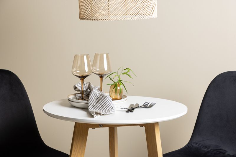 Venture Home Polar & Leonora Matstolar 2-pack Svart + Runt Matbord ⌀65 Vit