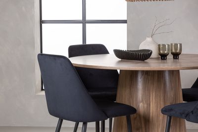 Venture Home Lanzo & Night Runt Matbord ⌀120 Natur + 4 st Matstolar Svart