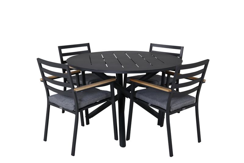 Venture Home Alma & Brasilia Runt Matbord ⌀120 Svart + 4 st Matstolar Svart