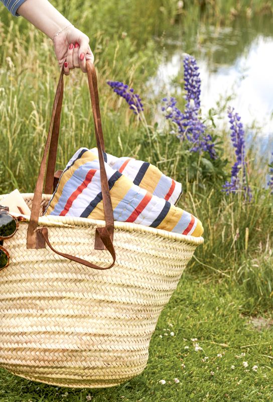 Hübsch Pavilion Pläd Randig Ockra/Flerfärgad