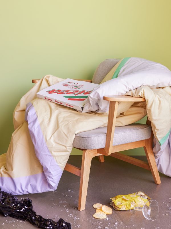 Hübsch Block Sängkläder 60/220 Beige/Flerfärgad